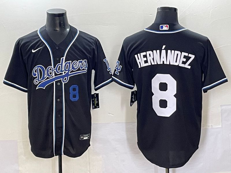 Men 2025 Los Angeles Dodgers #8 Hernandez Black Three generations Fashion Nike MLB Jersey style 7044